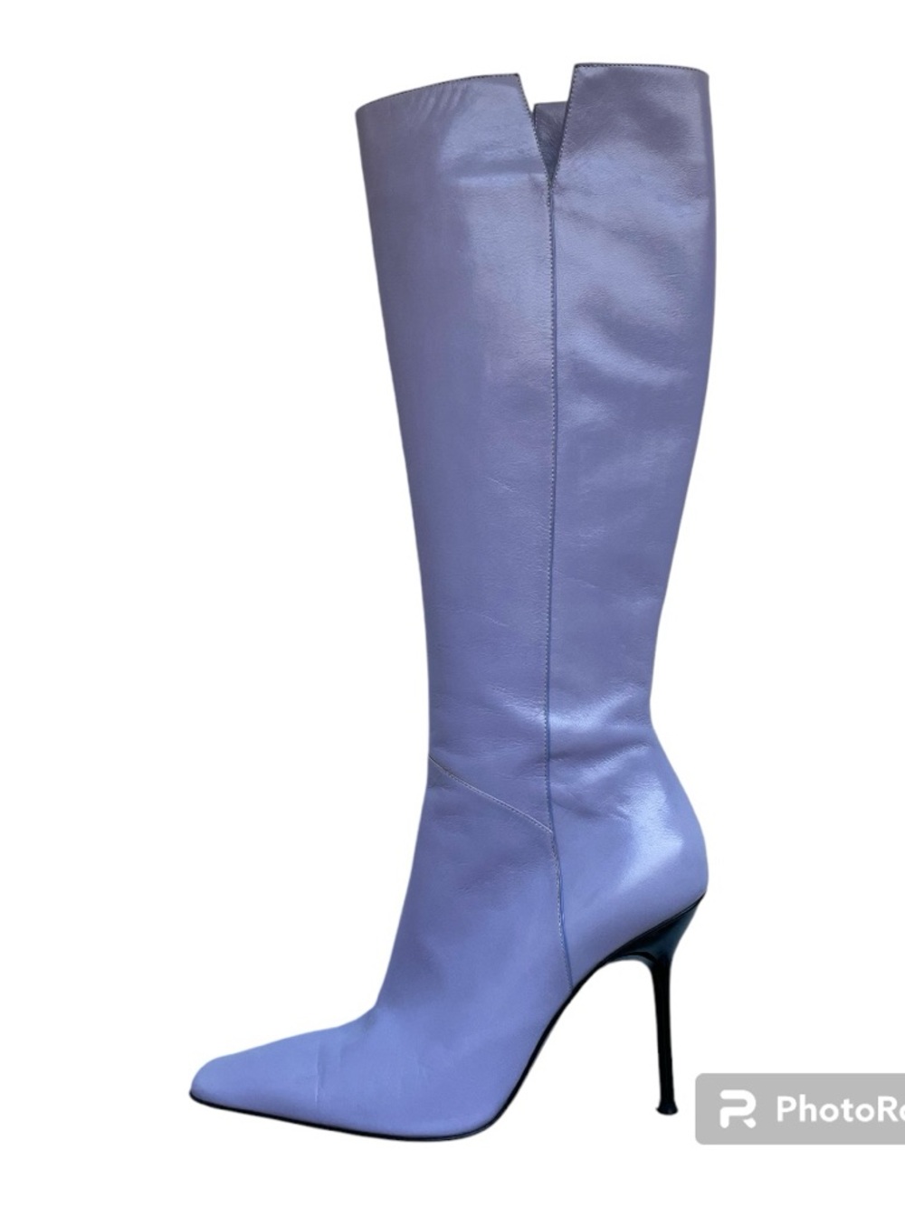 Sergio Rossi Lilac Leather Knee-High Pointed Stiletto Boots Size 38 1/2